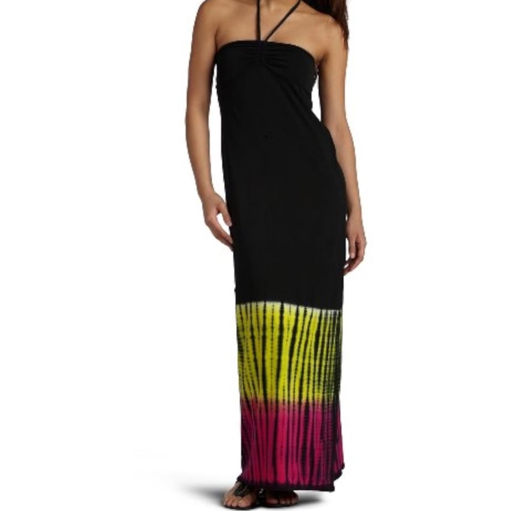 Roxy Sugar Magnolia Black Tie Dye Combo Hombre Maxi Dress sz sm EUC